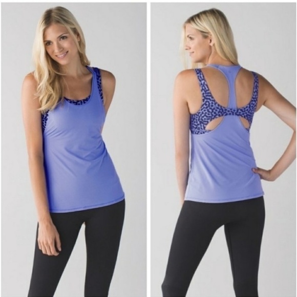 lululemon athletica Tops - 1042 lululemon All Sport Support Tank  - Size 4 - Lullaby Blue / Black - W1J88S